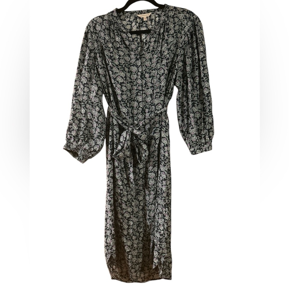 Rebecca Taylor Silk Floral Front Button Tie Dress | Size 4